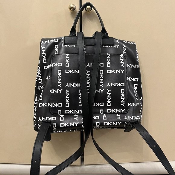 DKNY Tilly Foldover Backpack Graffiti Black White Monogram  display picture 1